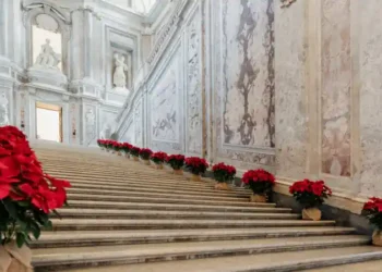 Reggia di Caserta, Scalone reale con stelle di Natale